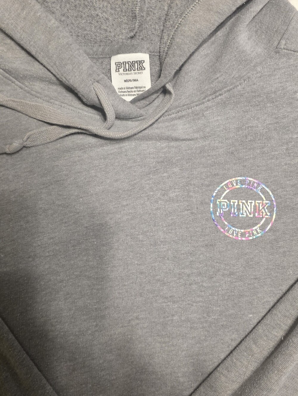 PINK Victoria's Secret Gray Hoodie with Turquiose Panel Leggings Set Size S/m - Picture 5 of 6